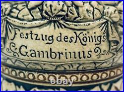 UNCATALOGED GIRMSCHEID Antique German Beer Stein 1 Liter GAMBRINUS & revelers