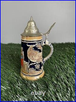 VINTAGE DBGM Mark No. 63 German Wolf Lidded Beer Stein Drinking Mug 1821