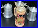 VTG-1962-GERZ-GERMAN-PEWTER-LIDDED-4-BEER-STEIN-LOT-HAND-PAINTED-9-75-tall-01-rx