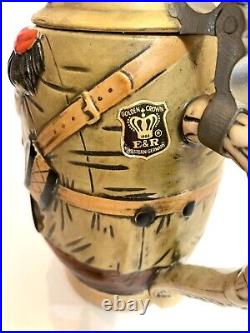 VTG Monkey Beer Stein Russian Uniform Western Germany Golden Crown E&R Rare Ape