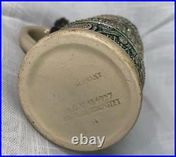 VTG Prosit German Beer Stein Floral Scroll Pewter Metal Hinged Lid