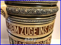 Very Large 3 Liter Vintage German Beer Stein/Pewter LidCrusades #331ST69