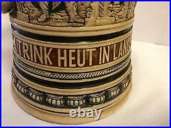 Very Large 3 Liter Vintage German Beer Stein/Pewter LidCrusades #331ST69