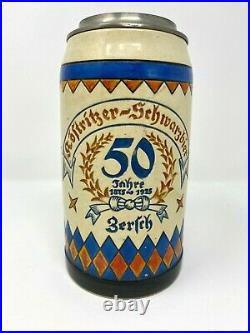 Vintage 1L KÖSTRITZER Schwarzbier 1825-1925 German Beer Stein Mug with Tin Lid