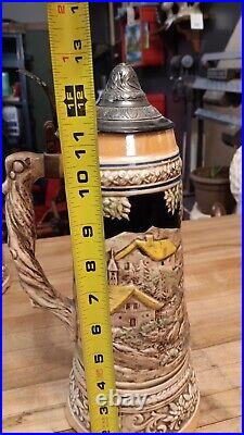 Vintage 3 Liter Roll Out the Barrel Musical Ceramic Pewter Lidded German Beer