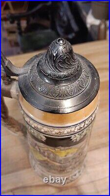 Vintage 3 Liter Roll Out the Barrel Musical Ceramic Pewter Lidded German Beer