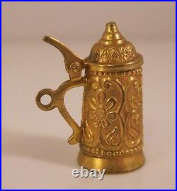 Vintage 9ct Solid Yellow Gold German Lidded Beer Stein Charm Pendant Jewelry