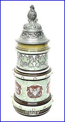 Vintage Antique Mettlach Geschutzt # 2012 Hanseatic League German Beer Stein