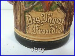 Vintage Die Griine Freid Des Yager Freiid Lidded German Beer Stein Fox Handle