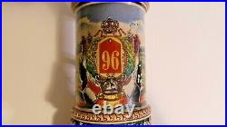 Vintage German 96 Regimental Beer Stein with Pewter Soldier Top lid Germany