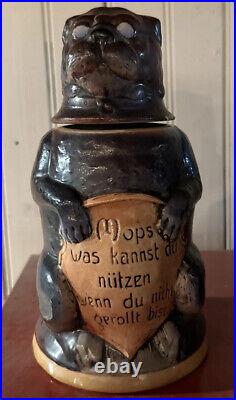Vintage German Beer Stein Figural Dog With LID