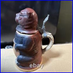 Vintage German Beer Stein Figural Dog With LID