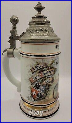 Vintage German Beer Stein Lithophane Lidded Signed