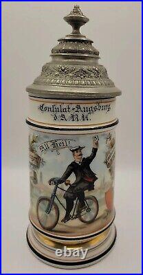 Vintage German Beer Stein Lithophane Lidded Signed