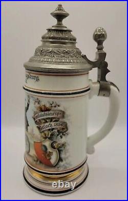 Vintage German Beer Stein Lithophane Lidded Signed