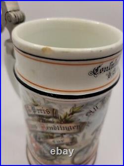 Vintage German Beer Stein Lithophane Lidded Signed