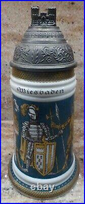 Vintage German Beer Stein With Pewter LID