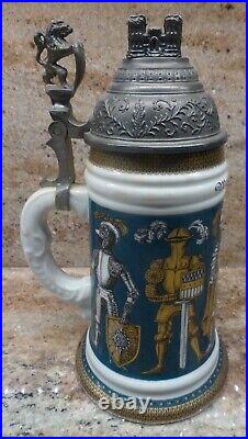 Vintage German Beer Stein With Pewter LID