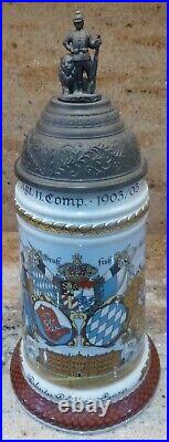 Vintage German Beer Stein With Pewter LID