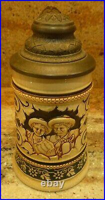 Vintage German Beer Stein With Pewter LID 1024a