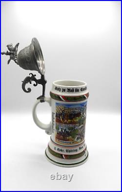 Vintage German Calvary Regimental Lithopane Porcelain Lidded Beer Stein