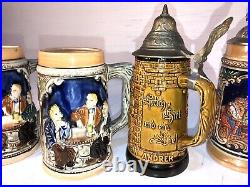 Vintage German Ceramic Beer Steins Lot Of 6