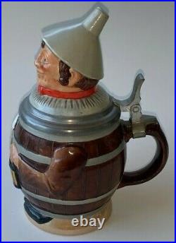 Vintage German, Character Lidded Beer Stein (Beer Keg Man)