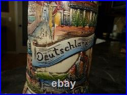 Vintage German Cities Lidded Beer Stein Mug
