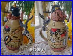 Vintage German Colorful Lidded Military Monkey Beer Stein Matthias Girmscheid 9