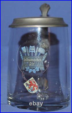 Vintage German Glass Beer Tankard Lidded Mug