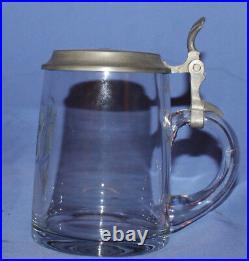 Vintage German Glass Beer Tankard Lidded Mug