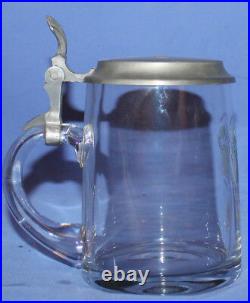 Vintage German Glass Beer Tankard Lidded Mug