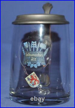 Vintage German Glass Beer Tankard Lidded Mug