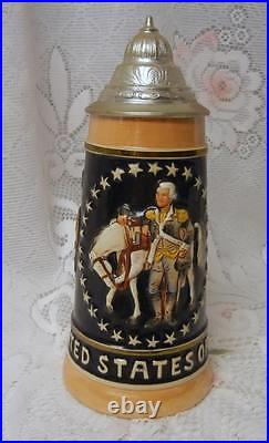 Vintage German Lidded Beer Stein Mug USA Bicentennial