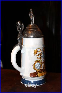 Vintage German Lidded Beer Stein Replica Karl Zimmermann with Lithopane