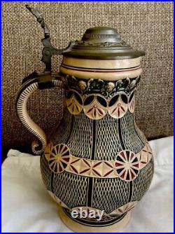 Vintage German Merkelbach & Wick Stoneware Beer Stein/Pitcher Amazing