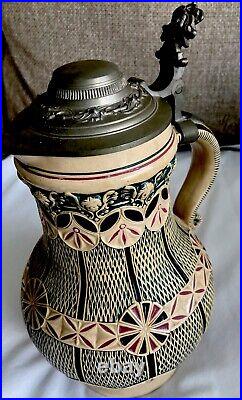 Vintage German Merkelbach & Wick Stoneware Beer Stein/Pitcher Amazing