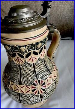 Vintage German Merkelbach & Wick Stoneware Beer Stein/Pitcher Amazing