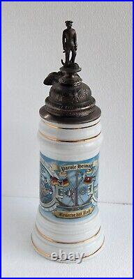 Vintage German Navy Regimental Parole Heimat Porcelain Lithophane Beer Stein