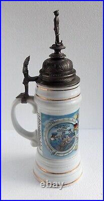 Vintage German Navy Regimental Parole Heimat Porcelain Lithophane Beer Stein