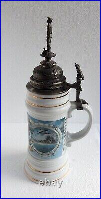 Vintage German Navy Regimental Parole Heimat Porcelain Lithophane Beer Stein