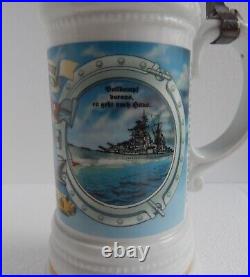 Vintage German Navy Regimental Parole Heimat Porcelain Lithophane Beer Stein