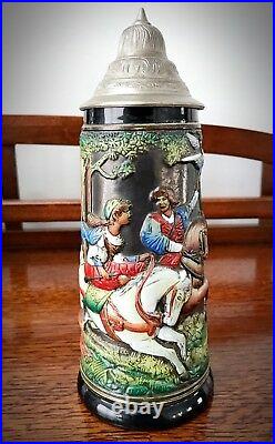 Vintage German Original King 1 Porcelain Lidded Beer Stein Height 10 300