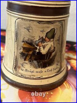 Vintage German Porcelain 2L Lidded Beer Stein ös Krügt muse a Loch habn