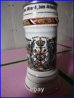 Vintage German Porcelain Beer stein with lid