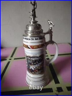 Vintage German Porcelain Beer stein with lid