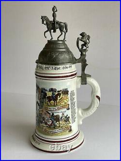 Vintage German Regimental Beer Stein Cavalry 1896-99