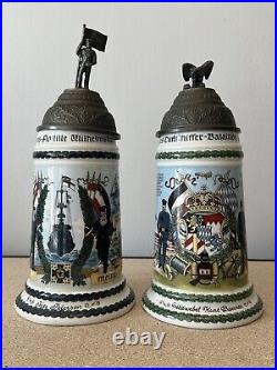 Vintage German Regimental Beer Stein Military Lithophane