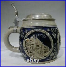 Vintage German Souvenir Lidded Munich Beer Stein Tin Top MT