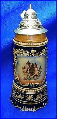 Vintage German Souvenir Rothenburg Tin Top Lidded Beer Stein Musical Box #XX